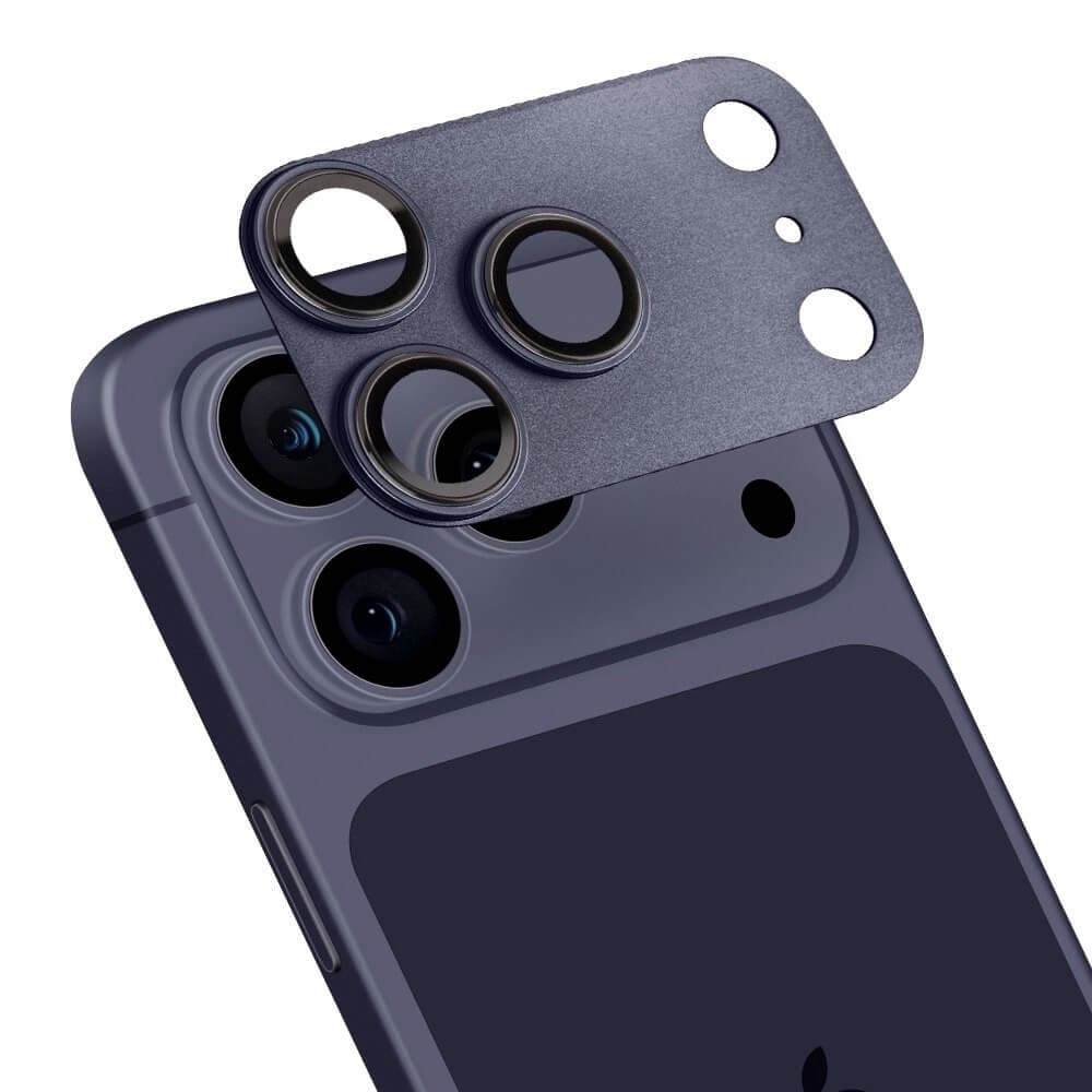 Предпазни стъклени лещи с цяла метална плочка за камерата на iPhone 17 Pro - OBALME Camera Island Lens Protector (deep blue)