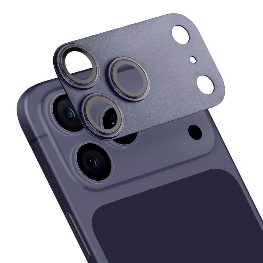 Предпазни стъклени лещи с цяла метална плочка за камерата на iPhone 17 Pro Max - OBALME Camera Island Lens Protector (deep blue)