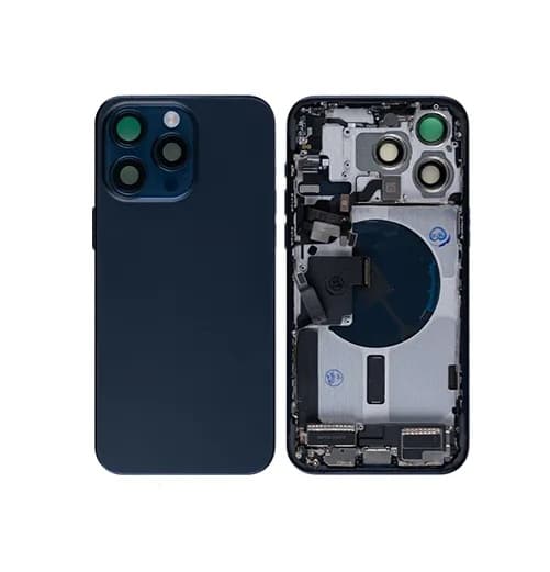 Оригинален резервен заден капак заедно с безжично зареждане - Apple iPhone 15 Pro Max Backcover Full Assembly (син титан)