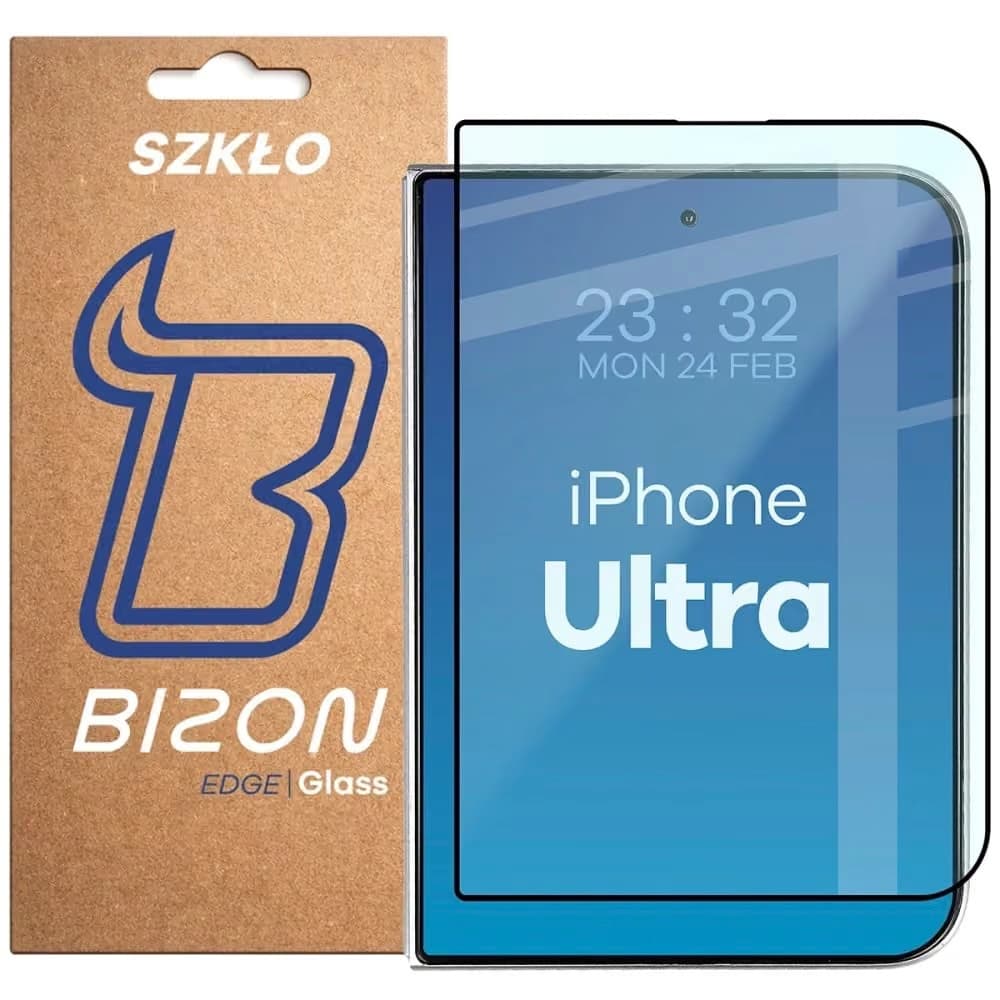Калено стъклено защитно покритие за външния дисплей на iPhone Duo - Bizon Glass Edge Apple iPhone Duo (outer) (clear-black)