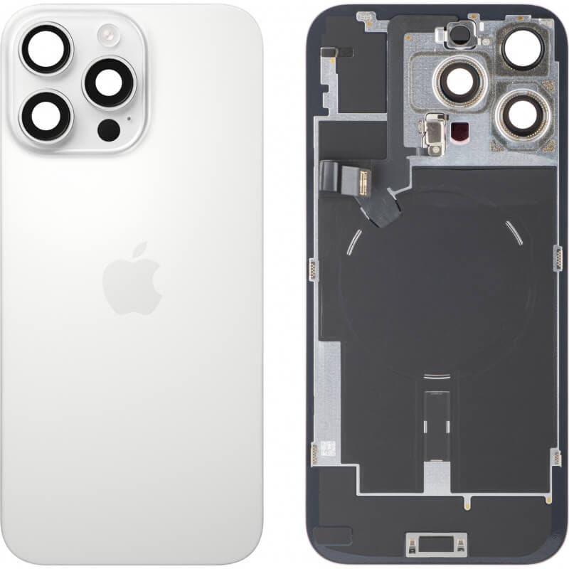 Оригинален резервен заден капак - Apple iPhone 16 Pro Max Backcover Full Assembly White Titanium