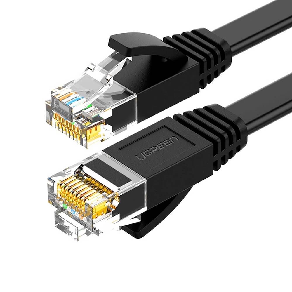 Плосък Gigabit Ethernet RJ45 Cat 6 кабел - Ugreen Cat6 RJ45 Gigabit Flat Network Cable (50 см) (black)