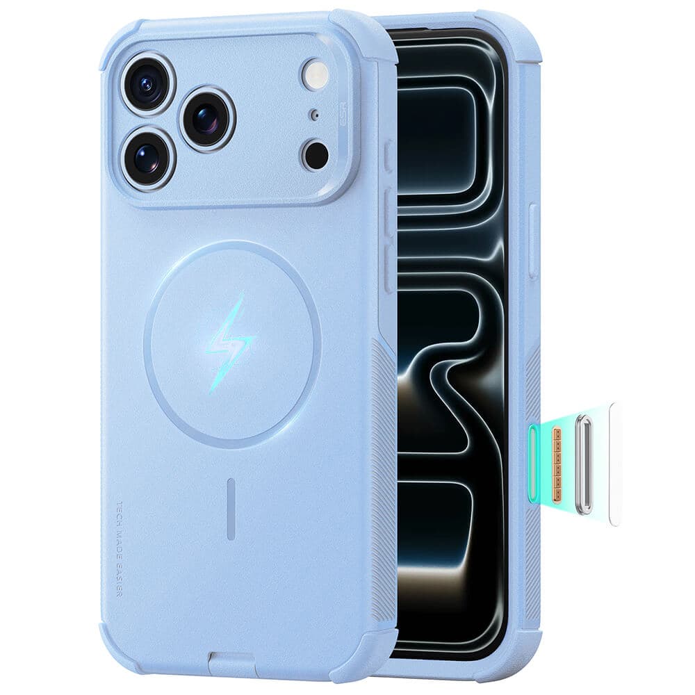 Хибриден кейс с висока степен на защита с MagSafe за iPhone 18 Pro Max, iPhone 17 Pro Max - ESR Cyber HaloLock MagSafe Case (light blue)