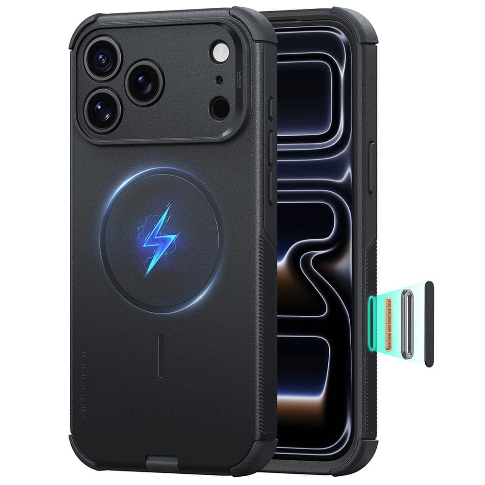 Хибриден кейс с висока степен на защита с MagSafe за iPhone 18 Pro, iPhone 17 Pro - ESR Cyber HaloLock MagSafe Case (black)