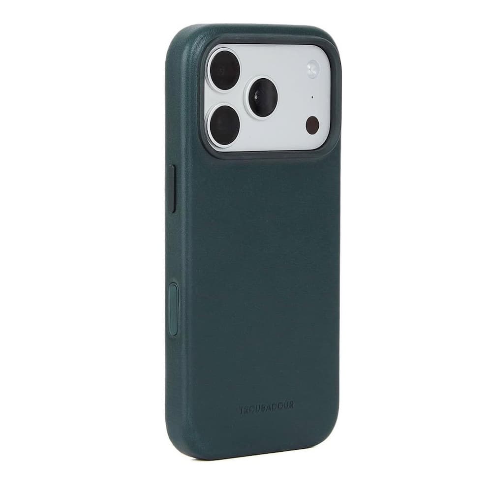Премиум кожен (естествена кожа) кейс с MagSafe за iPhone 18 Pro, iPhone 17 Pro - Troubadour Full Leather MagSafe Case (obsidian green)