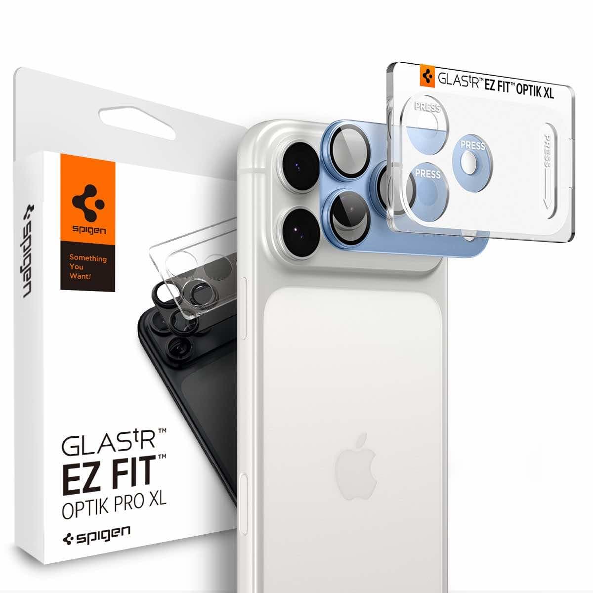 Предпазна плочка за камерата на iPhone 18 Pro Max - Spigen Glass tR EZ Fit Optik Pro XL (light blue)