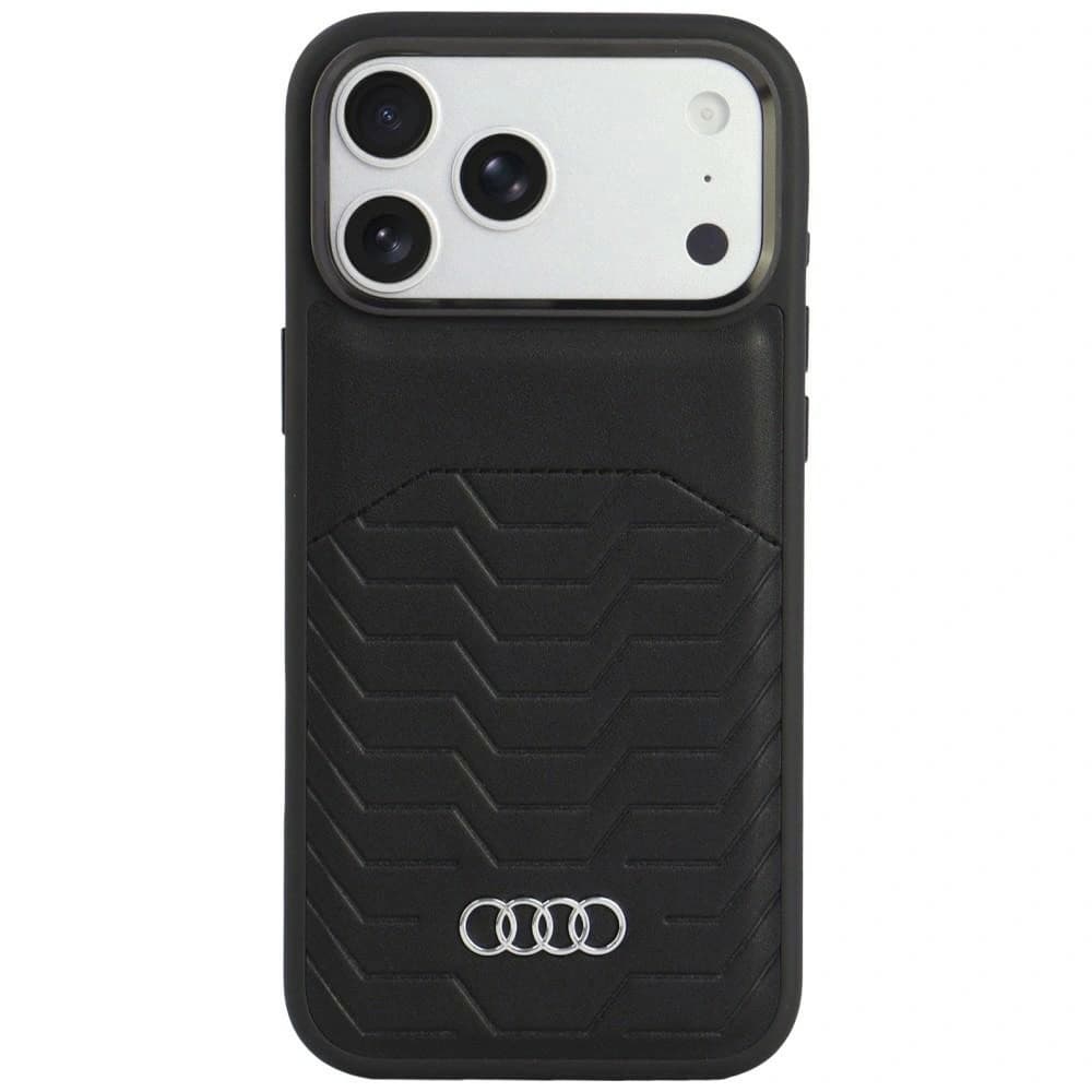 Дизайнерски кожен кейс с MagSafe за iPhone 18 Pro Max, iPhone 17 Pro Max - Audi GT Synthetic Leather MagSafe Case (black)