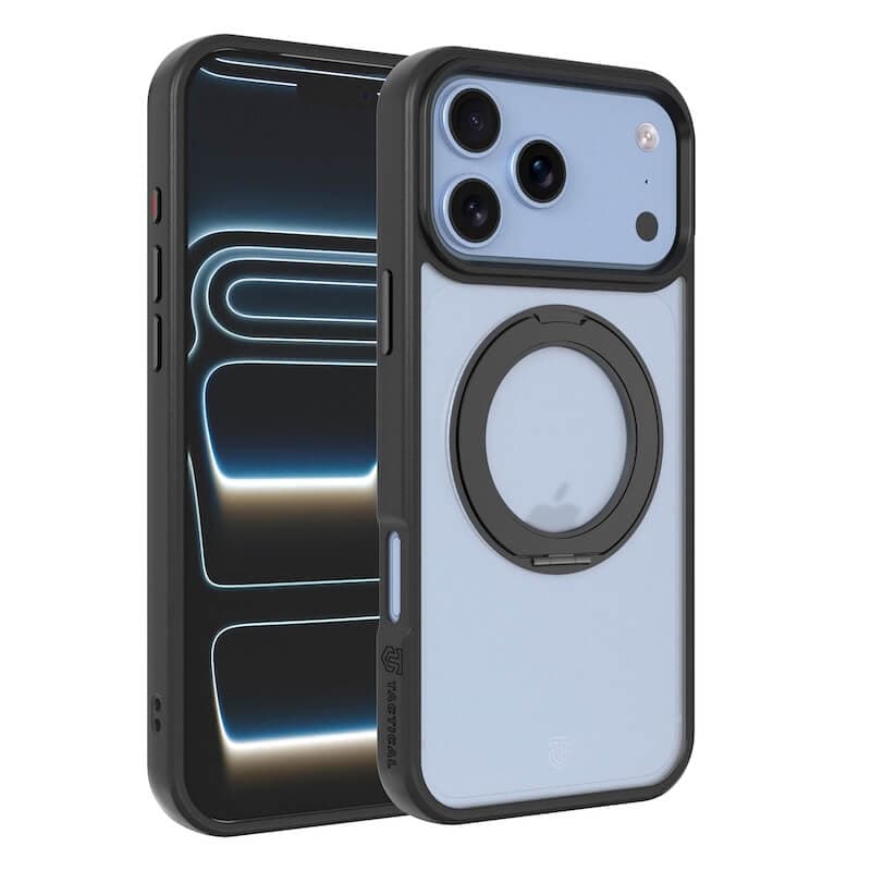 Хибриден удароустойчив кейс с въртяща се стойка MagSafe за iPhone 18 Pro, iPhone 17 Pro - Tactical MagForce Hypersand Cover Case (asphalt)