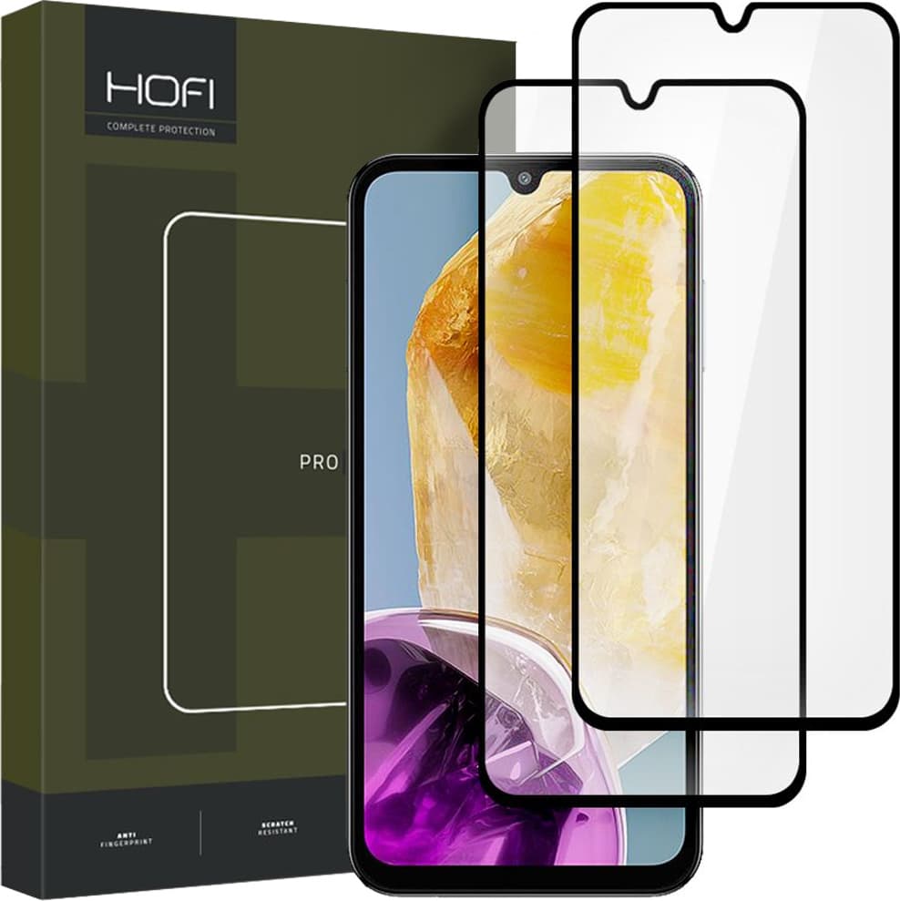 2 броя калени стъклени защитни покрития за дисплея на Samsung Galaxy M15 5G - Hofi Glass Pro Plus Tempered Glass 2.5D 2 Pack (черен-прозрачен)