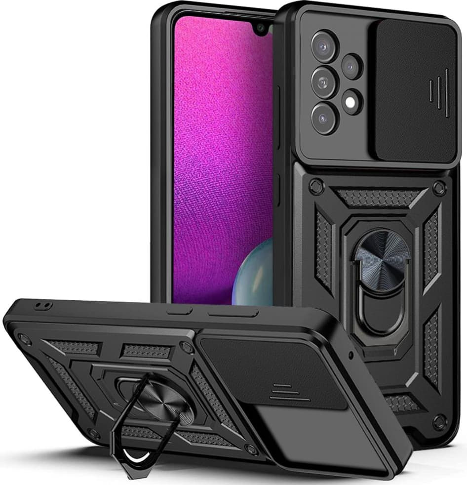 Хибриден удароустойчив кейс с пръстен против изпускане за Samsung Galaxy A33 5G - Techsuit CamShield Case (черен)