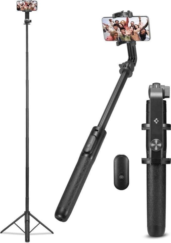 Разтегаем безжичен селфи стик и трипод за мобилни телефони (черен) - Spigen Selfie Stick Bluetooth Monopod with Tripod Longer Version