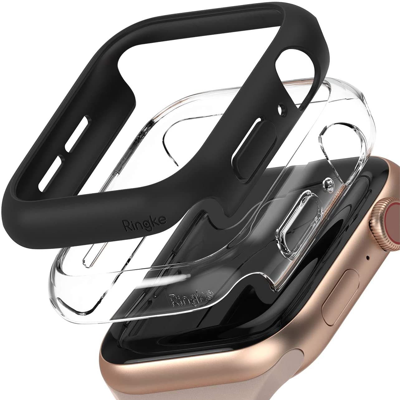Комплект от два броя качествен твърд кейс за Apple Watch 40мм (прозрачен-черен) - Ringke 2x Slim Watch Case (2 броя)