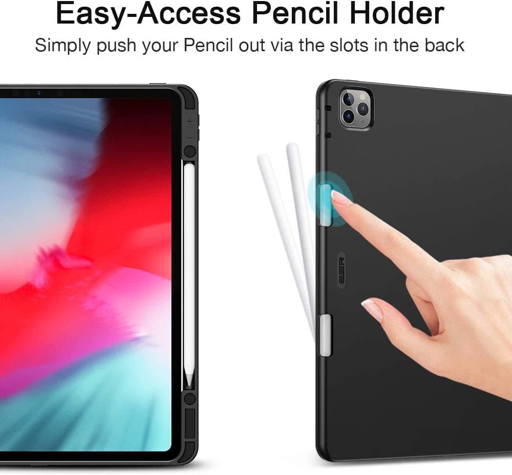 Полиуретанов калъф с поставка и отделение за Apple Pencil 2 за iPad Pro 12.9 M2 (2022), iPad Pro 12.9 M1 (2021), iPad Pro 12.9 (2020), iPad Pro 12.9 (2018) - ESR Rebound Pencil Case (сив)