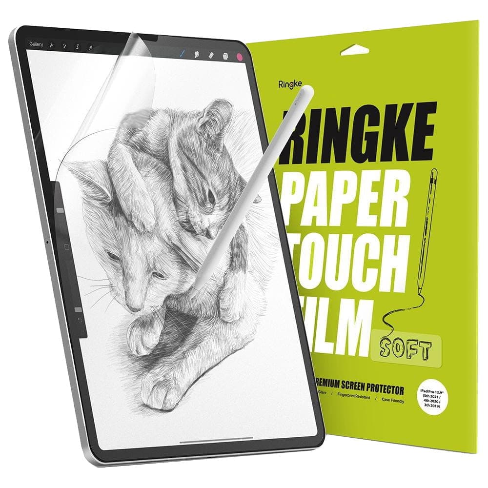 Качествено защитно покритие (подходящо за рисуване) за дисплея на iPad Pro 12.9 M1 (2021), iPad Pro 12.9 (2020), iPad Pro 12.9 (2018) (2 броя) - Ringke Paper Touch Film Screen Protector Soft