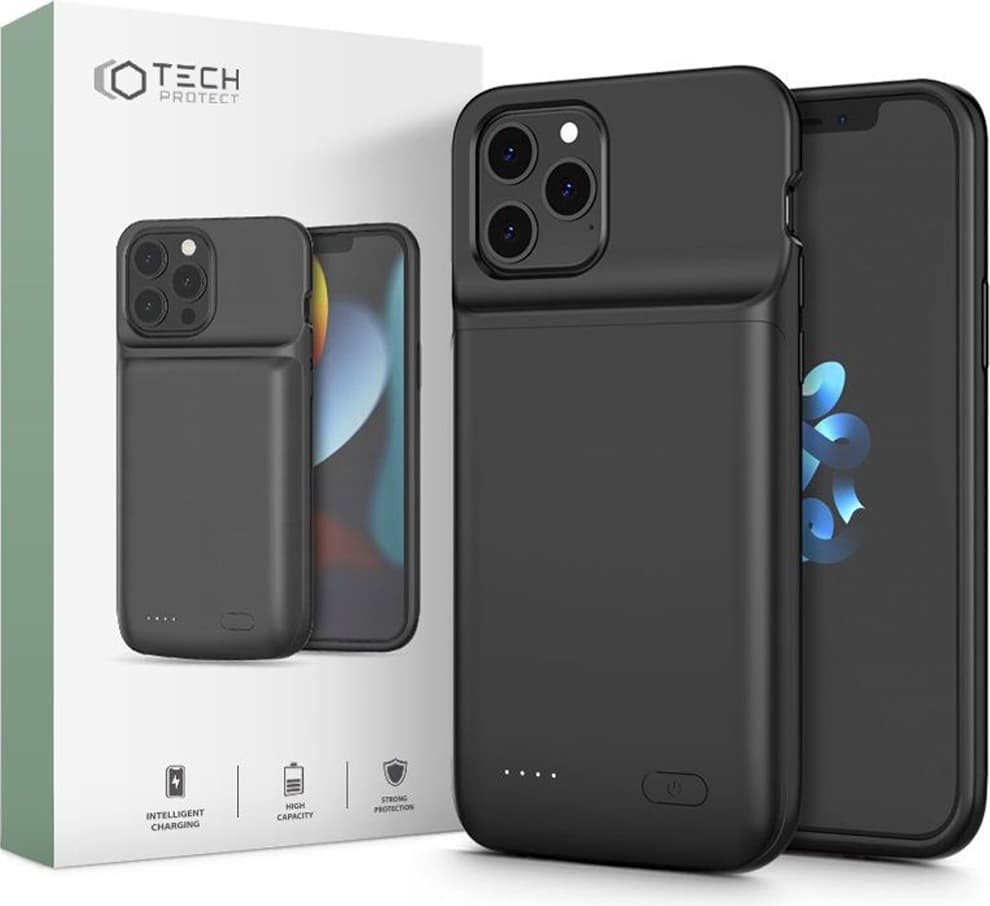 Кейс с вградена батерия за iPhone 12, iPhone 12 Pro - Tech-Protect Power Battery Case 4800mAh (черен)