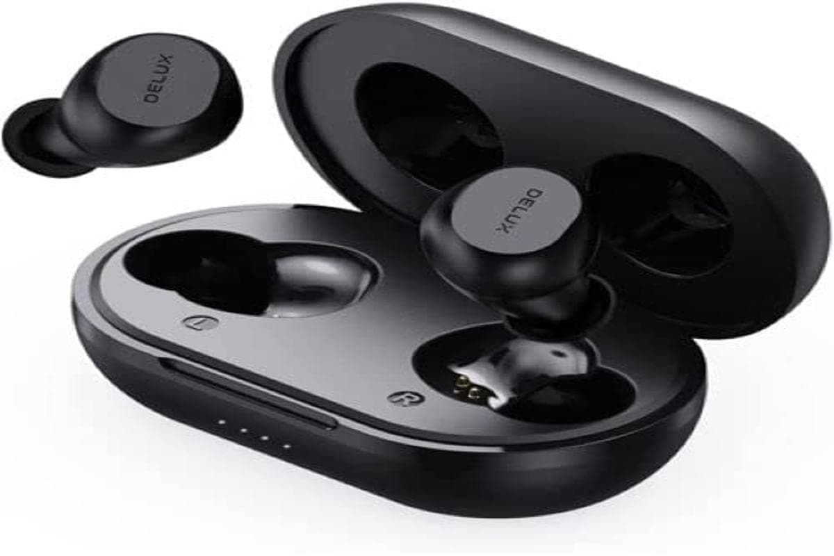 Слушалки Delux DT3 True Wireless, безжични, Bluetooth, микрофон, тип "тапи", до 6 часа време на работа, IPX5 защита, черни