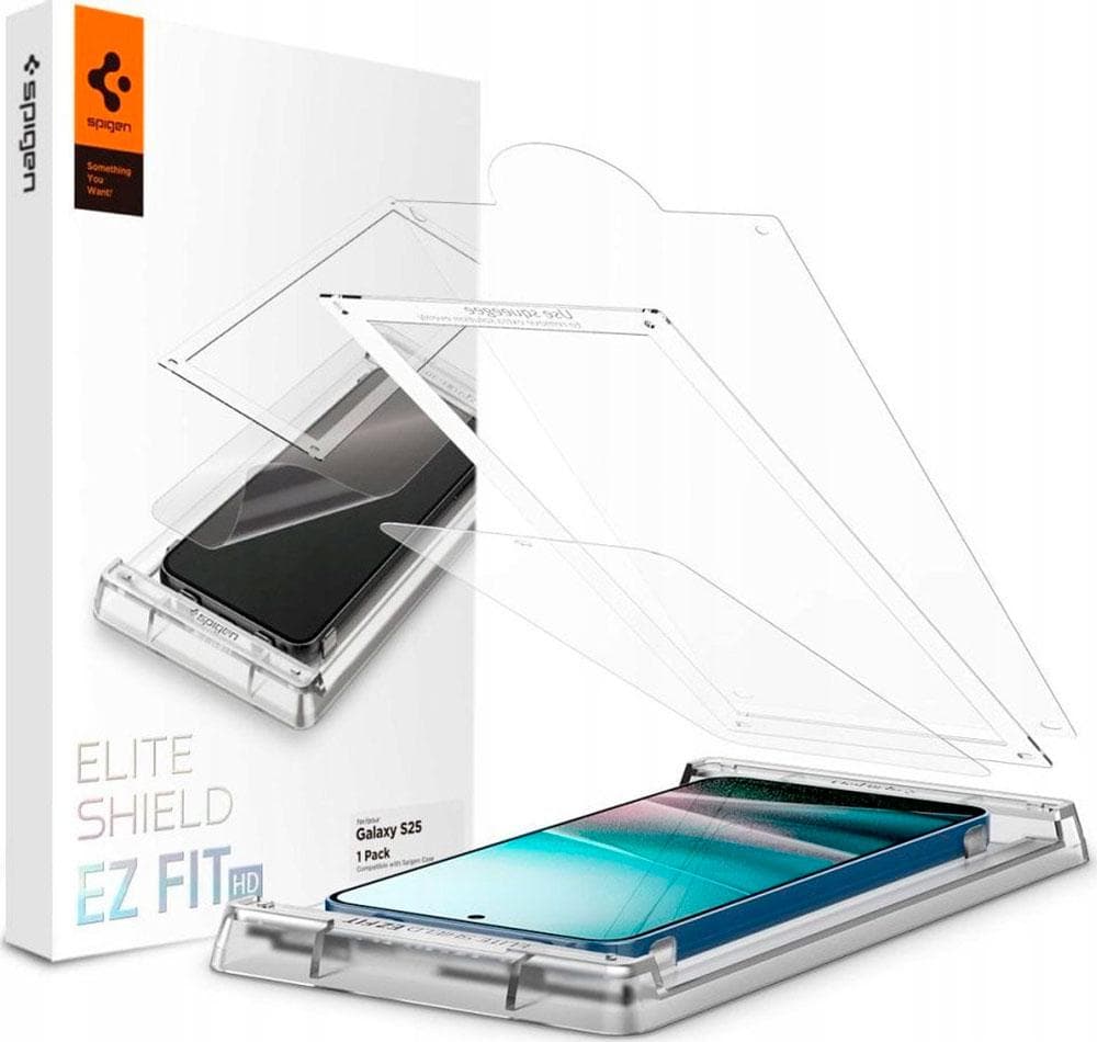 Хибридно защитно покритие за дисплея на Samsung Galaxy S25 - Spigen EliteShield EZ Fit Hybrid Glass Protector (прозрачен)