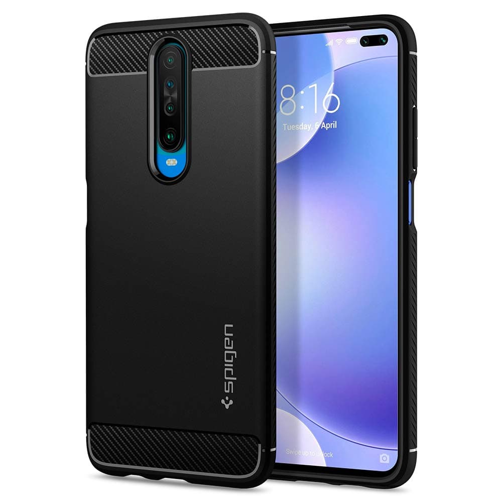 Тънък качествен силиконов (TPU) калъф за Xiaomi Pocophone X2, Xiaomi Redmi K30 - Spigen Rugged Armor Case (черен)