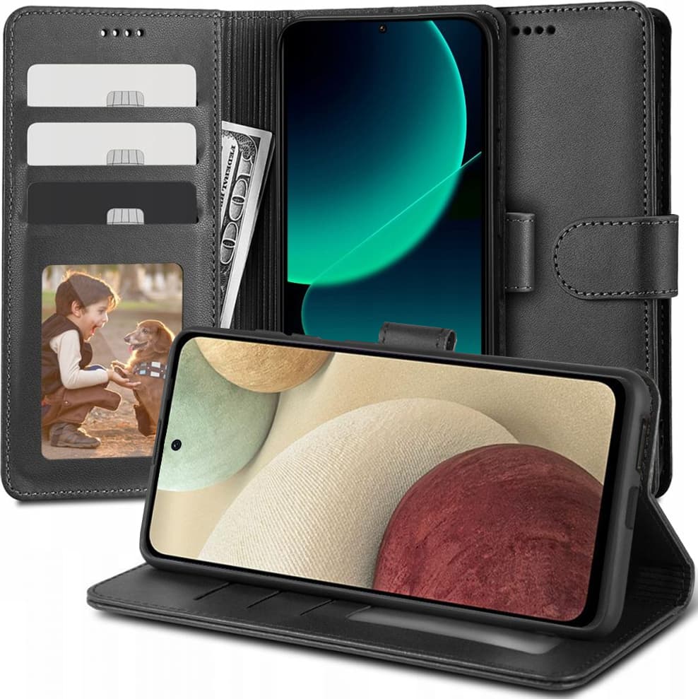 Кожен калъф, тип портфейл за Xiaomi 13T, Xiaomi 13T Pro - Tech-Protect Wallet Leather Flip Case (черен)
