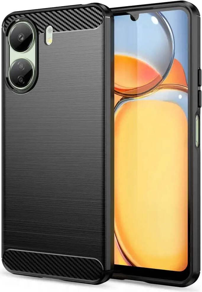 Тънък силиконов (TPU) калъф за Xiaomi Redmi 13C, Xiaomi Poco C65 - Tech-Protect Carbon Flexible TPU Case (черен)