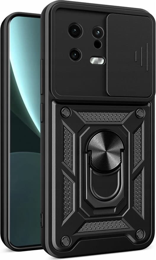 Хибриден удароустойчив кейс с пръстен против изпускане за Xiaomi 13 (черен) - Techsuit CamShield Case