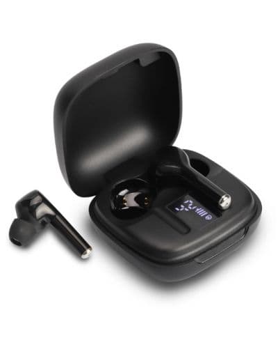 Слушалки Wesdar TWS38, безжични, Bluetooth, микрофон, AUX, тип "тапи", до 4 часа време на работа, черни
