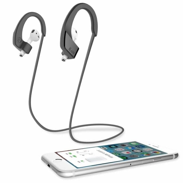 Силиконово въженце с кукички за безжични слушалки Apple AirPods - iLuv ClipBack Strap for Apple AirPods (черен)