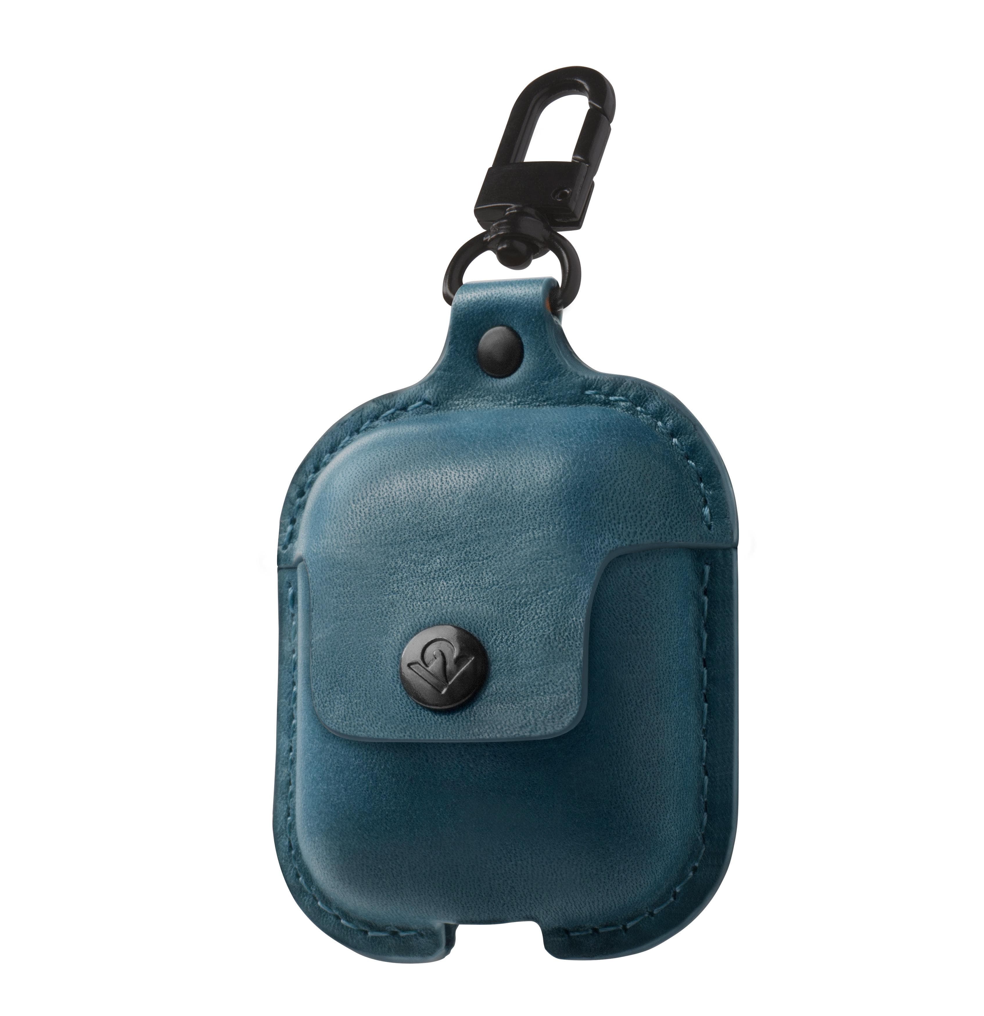 Кожен калъф (ествествена кожа) за Apple AirPods и Apple AirPods 2 - TwelveSouth AirSnap Leather Case (тъмносин)