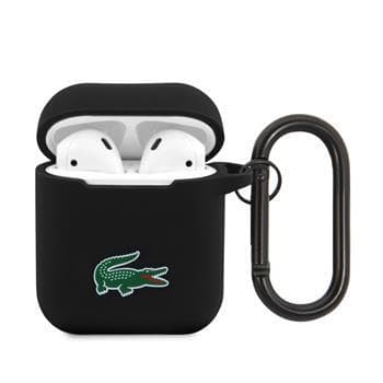 Силиконов калъф с карабинер за Apple Apple AirPods и Apple AirPods 2 - Lacoste AirPods Liquid Silicone Croc Logo Case (черен)