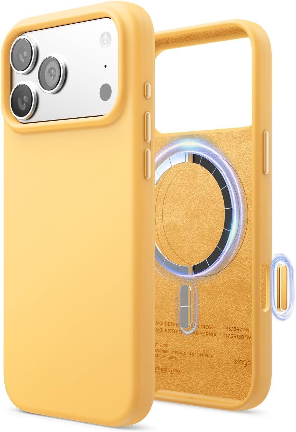 Силиконов (TPU) калъф с MagSafe за iPhone 17 Pro Max - Elago Magnetic Soft Silicone Case (тъмножълт)