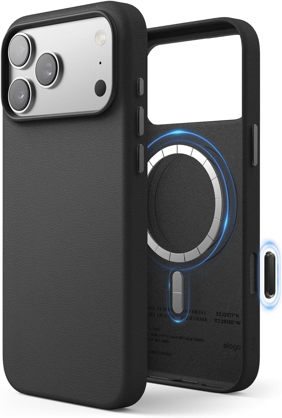 Кожен кейс с MagSafe за iPhone 17 Pro Max - Elago Magnetic Leather Case (черен)
