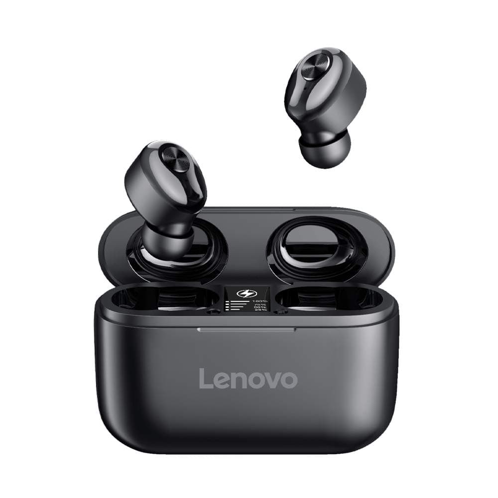 Слушалки Lenovo HT18, безжични, микрофон, време за възпроизвеждане на музика до 4 часа, черни