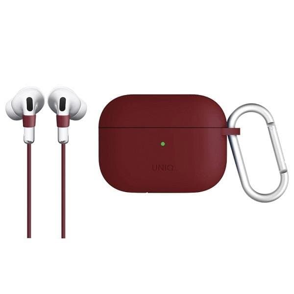Силиконов (TPU) калъф и силиконово въженце за Apple AirPods Pro - Uniq Vencer Silicone Hang Case (червен)
