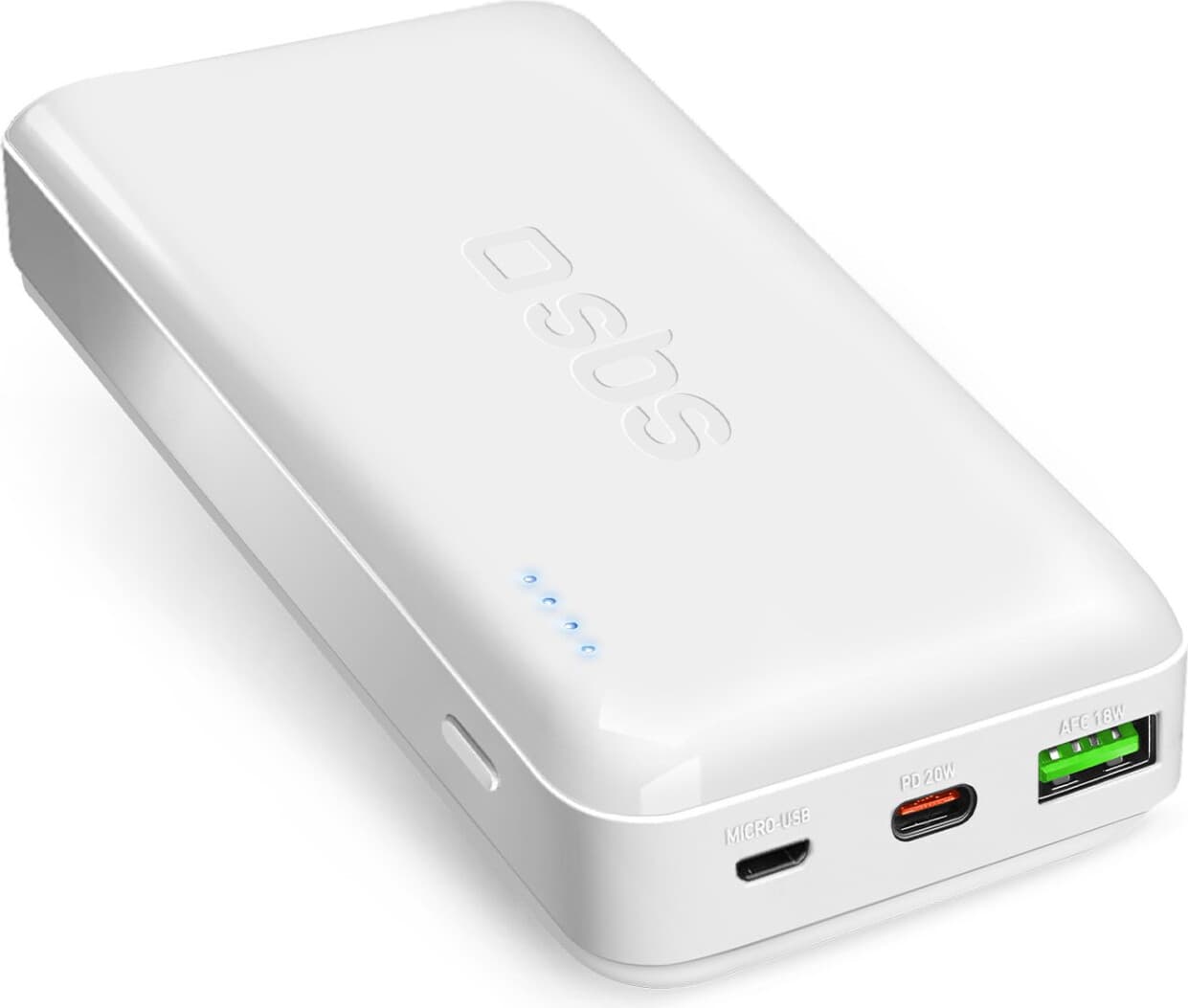 POWER BANK 20 000mAh,1xUSB C,1xUSB A,AFC SBS - WHITE