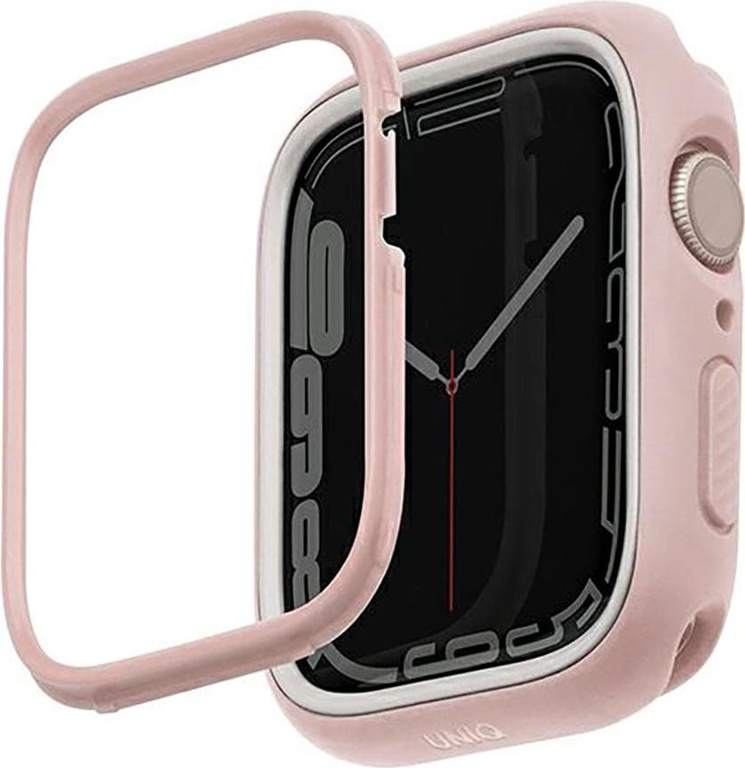 Силиконов (TPU) кейс с две сменяеми поликарбонатни части за Apple Watch 7 45мм, Apple Watch 8 45мм - Uniq Moduo Apple Watch Case (розов)