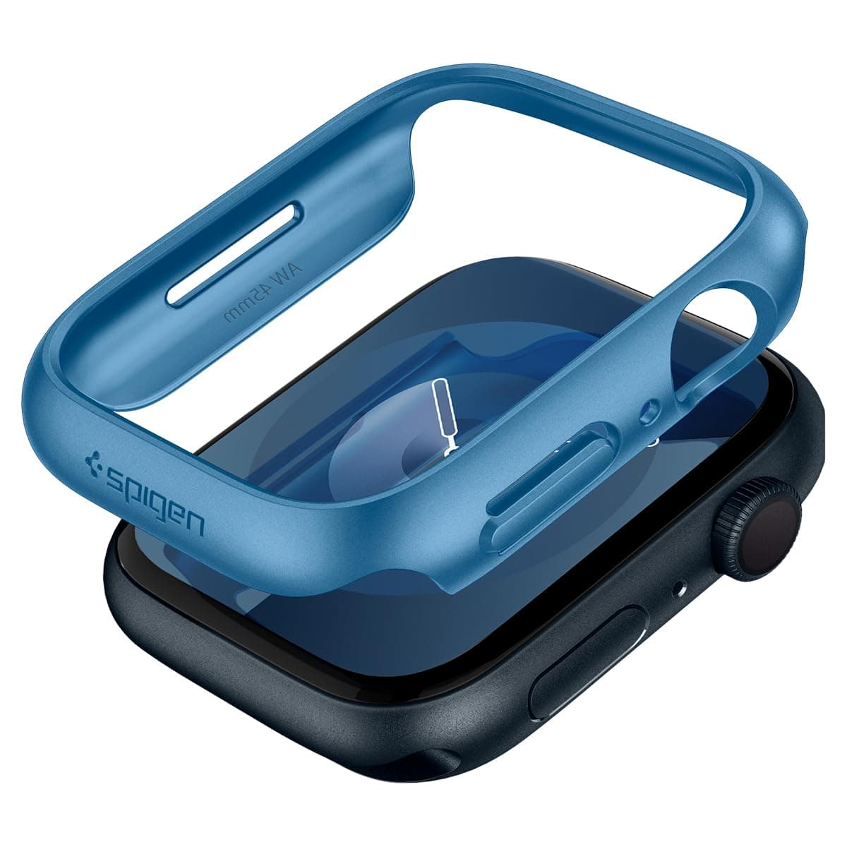 Качествен твърд кейс за Apple Watch 7 45мм - Spigen Thin Fit Case (син)