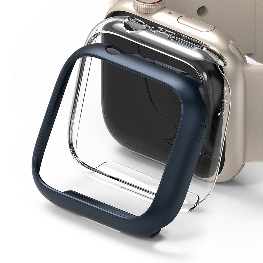 Комплект от два броя качествен твърд кейс за Apple Watch 7 45мм (прозрачен и син) - Ringke 2x Slim Watch Case (2 броя)