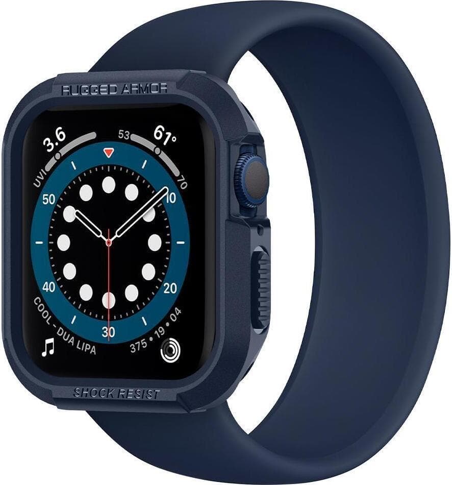 Хибриден кейс с висока степен на защита за Apple Watch 44мм, 45мм - Spigen Rugged Armor Case (син)