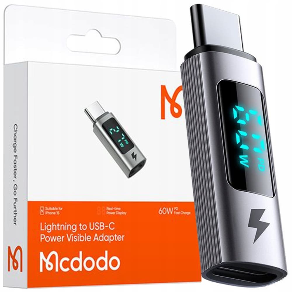 Адаптер от Lightning женско към USB-C мъжко за iPhone и устройства с USB-C порт - Mcdodo Lightning to USB-C Adapter PD 36W (OT-5990) (тъмносив)