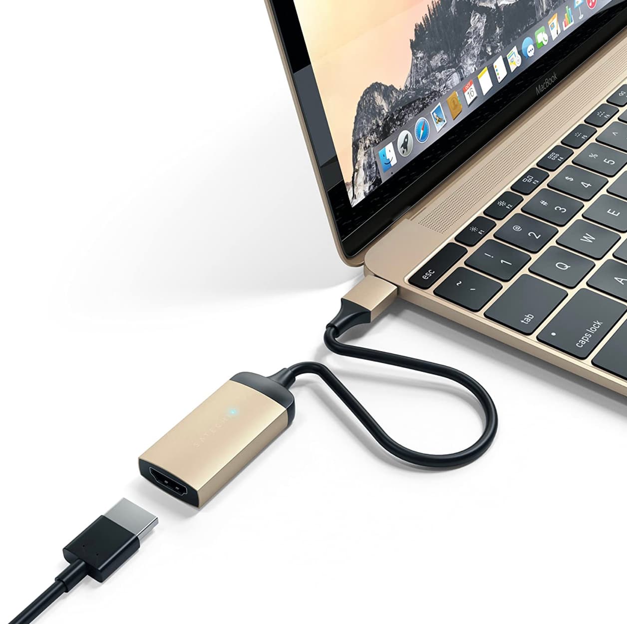 Адаптер с поддръжка на 4K за свързване от USB-C към HDMI - Satechi Aluminum 4K USB-C to HDMI Adapter (златист)