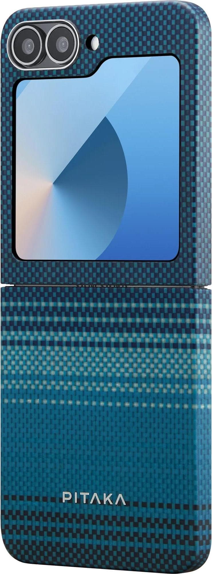 Кевларен кейс с MagSafe за Samsung Galaxy Z Flip6 (син) - Pitaka MagEZ 5 600D Moonrise Aramid Fiber MagSafe Case