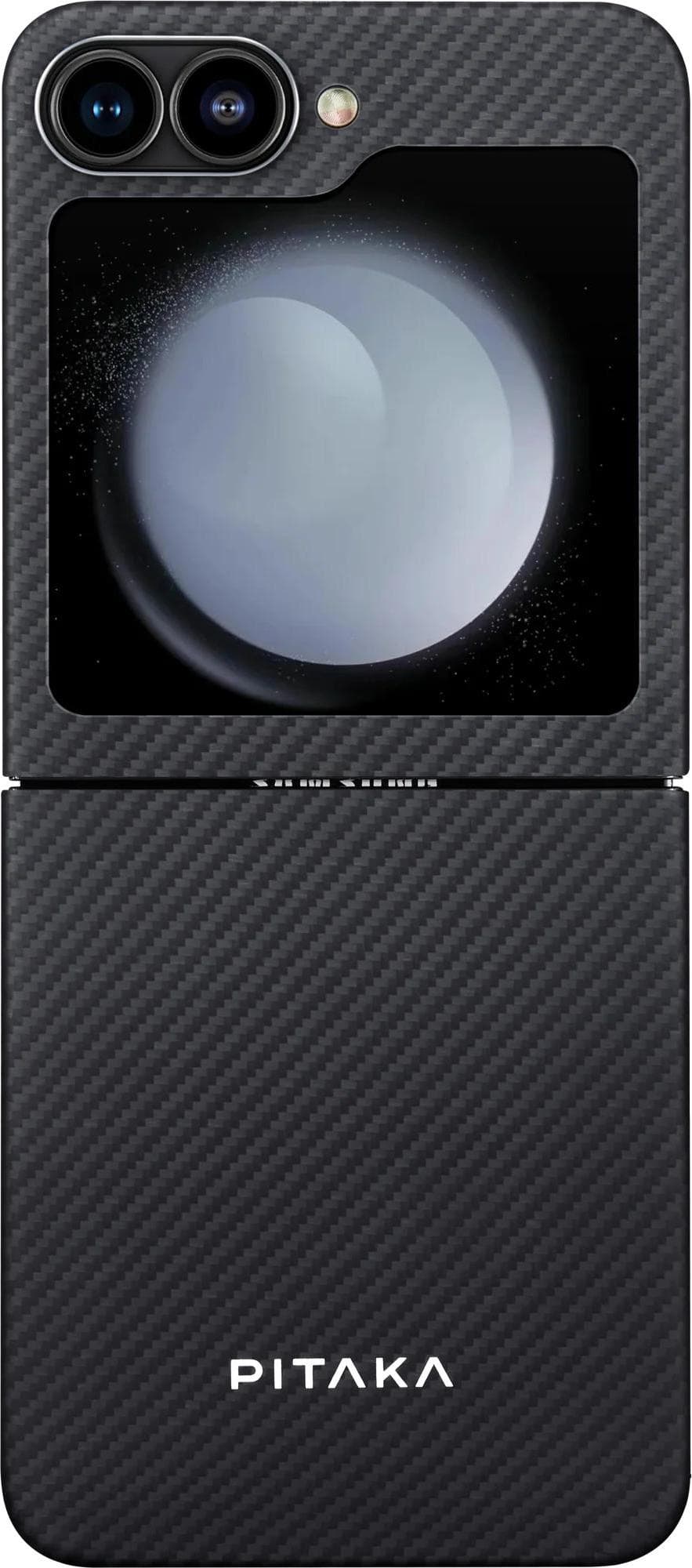 Кевларен кейс с MagSafe за Samsung Galaxy Z Flip6 (черен-сив) - Pitaka MagEZ Case 5 Aramid Fiber MagSafe Case 1500D