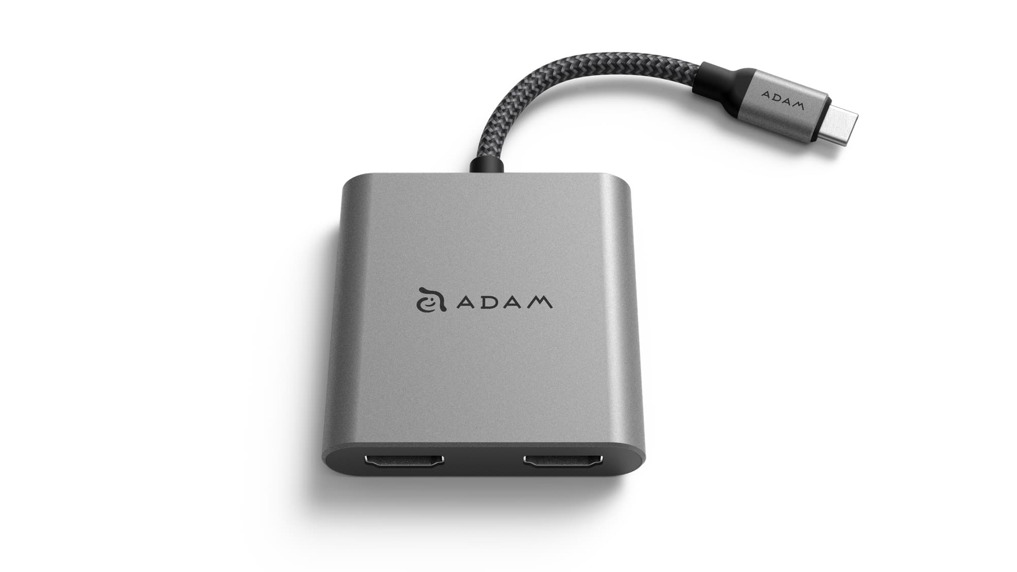 Адаптер за свързване от USB-C към два HDMI порта - Adam Elements Casa H2 USB-C Hub Dual HDMI Adapter (тъмносив)