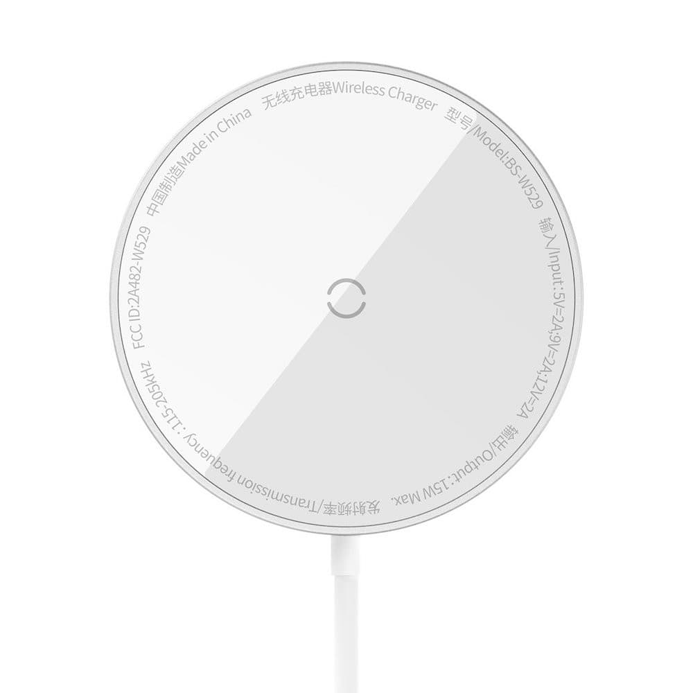 Поставка (пад) за безжично зареждане на iPhone с Magsafe - Baseus Simple Mini3 Magnetic Wireless Charger 15W (сребрист)