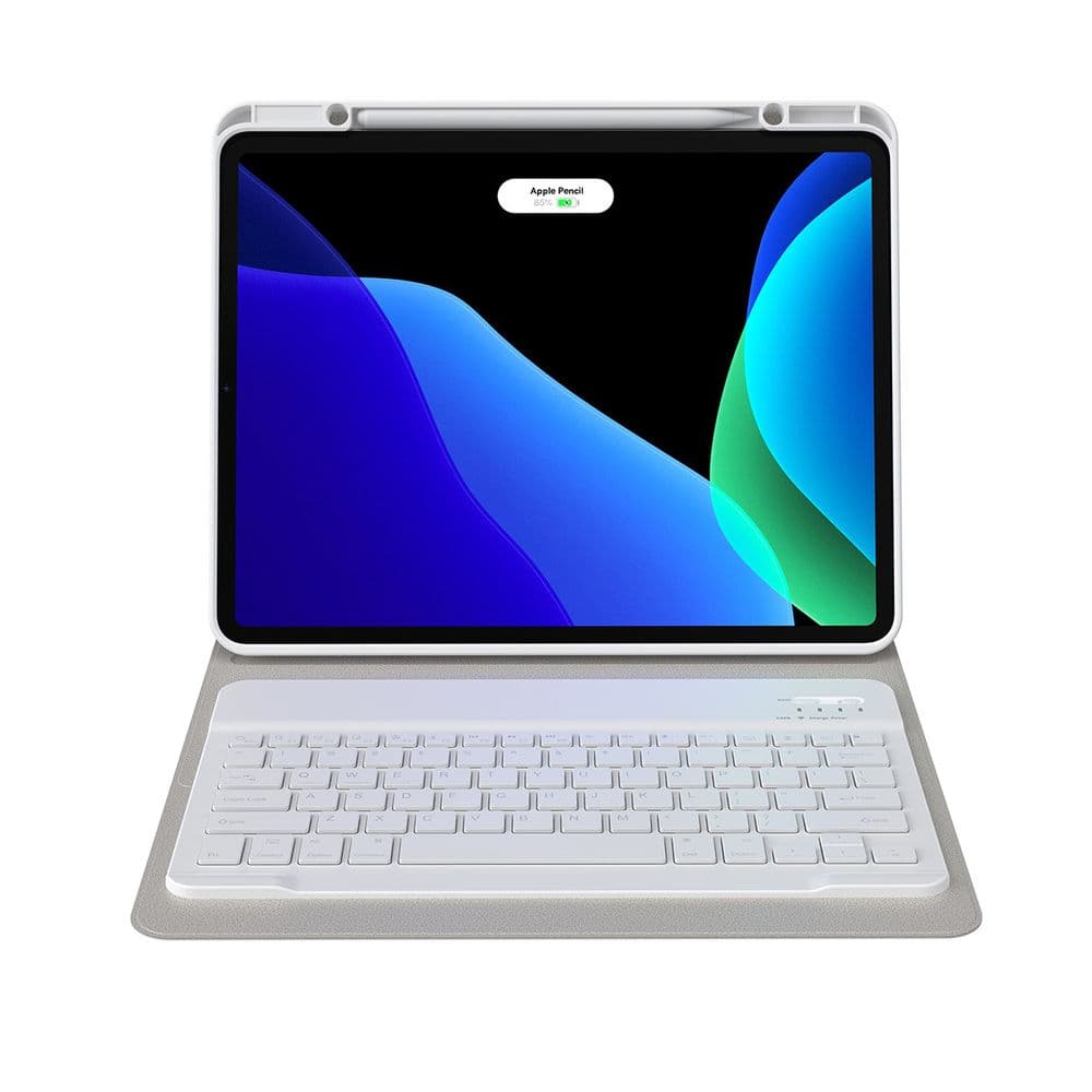 Кожен калъф и безжична блутут клавиатура за iPad Pro 12.9 M2 (2022), iPad Pro 12.9 M1 (2021), iPad Pro 12.9 (2020), iPad Pro 12.9 (2018) - Baseus Brilliance Keyboard Case (ARJK000102) (бял)