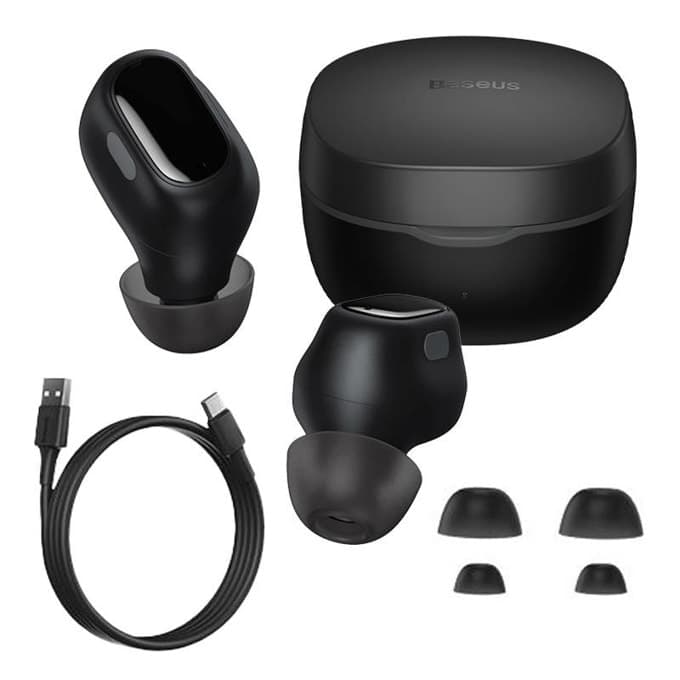 Слушалки Baseus WM01, безжични, Bluetooth, микрофон, време на работа до 5 часа, черни