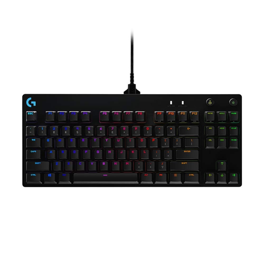 Клавиатура Logitech G PRO KB Clicky, гейминг, механична, RGB, черна, USB