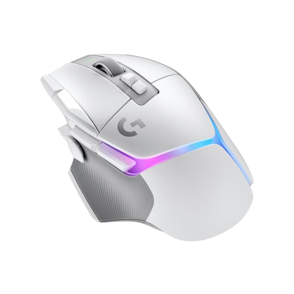 Мишка Logitech G502 X Plus, оптична (25 600 dpi), безжична, USB, бяла, гейминг