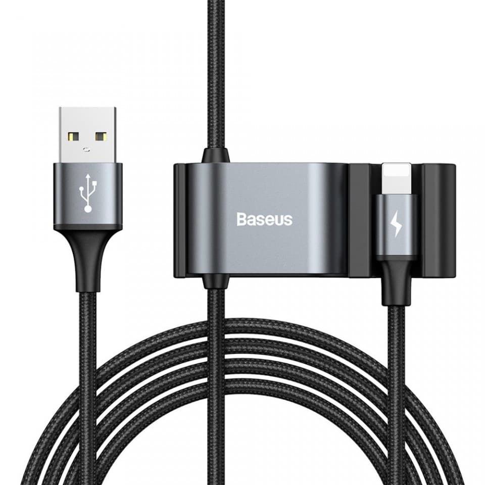 USB кабел с Lightning конектор и 2xUSB-A порта (150 см) - Baseus Special Data Cable for Backseat (Lightning + USB) (CALHZ-01) (черен)