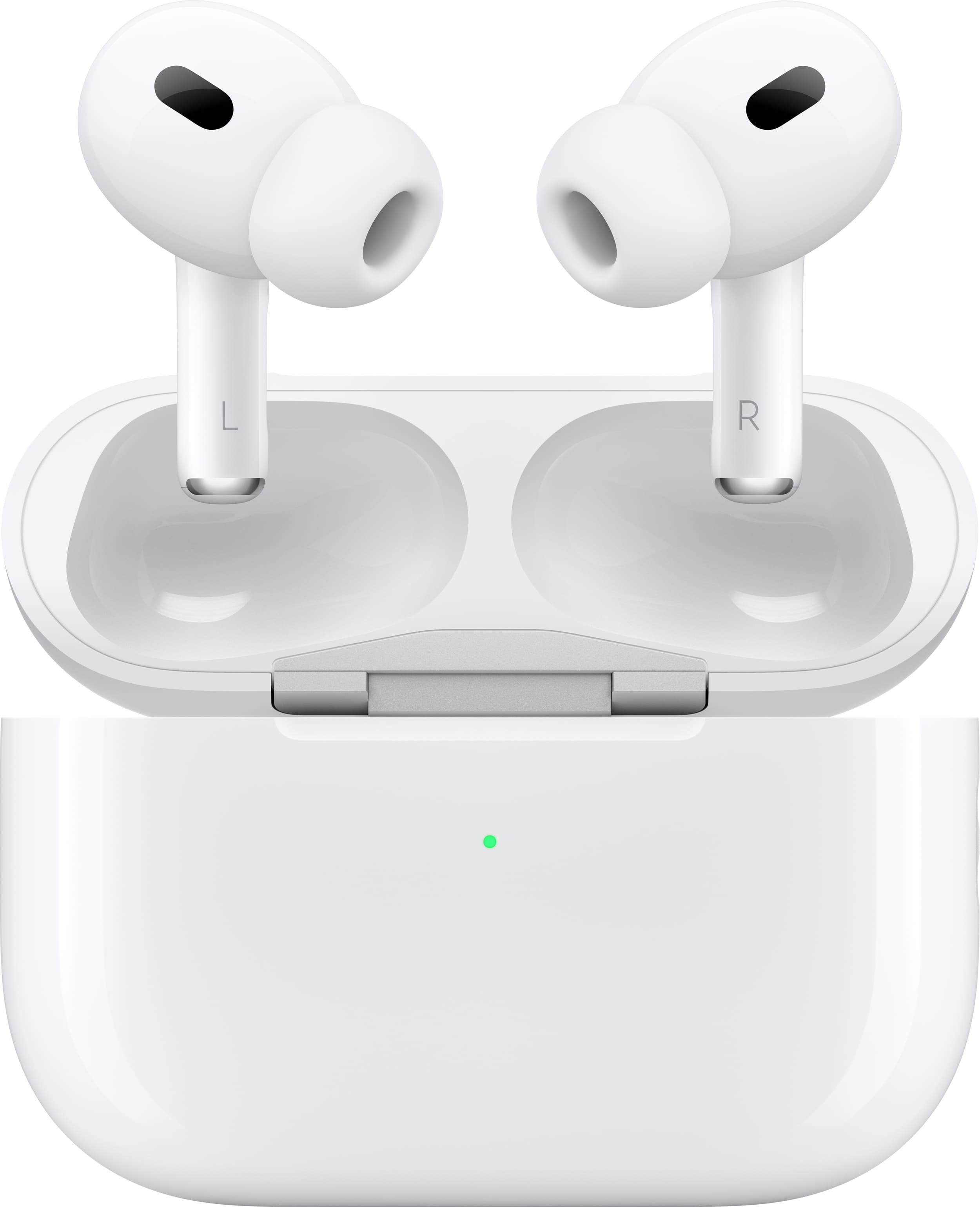 Слушалки Apple AirPods Pro (2nd generation) 2023, безжични, Bluetooth 5.3, микрофон, тип "тапи", Active Noise Cancellation, сензорни бутони, Adaptive Transparency, Adaptive EQ, Personalized Spatial Audio, до 6 часа време на работа, бели